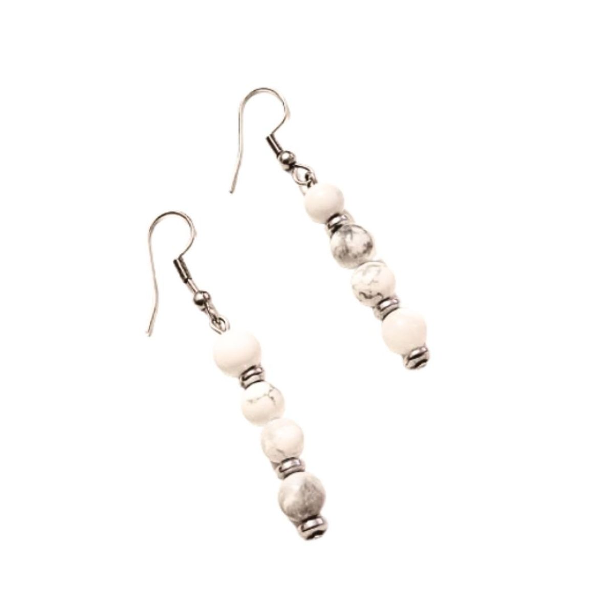 GENERICO - Aros en piedra  Howlita Blanca