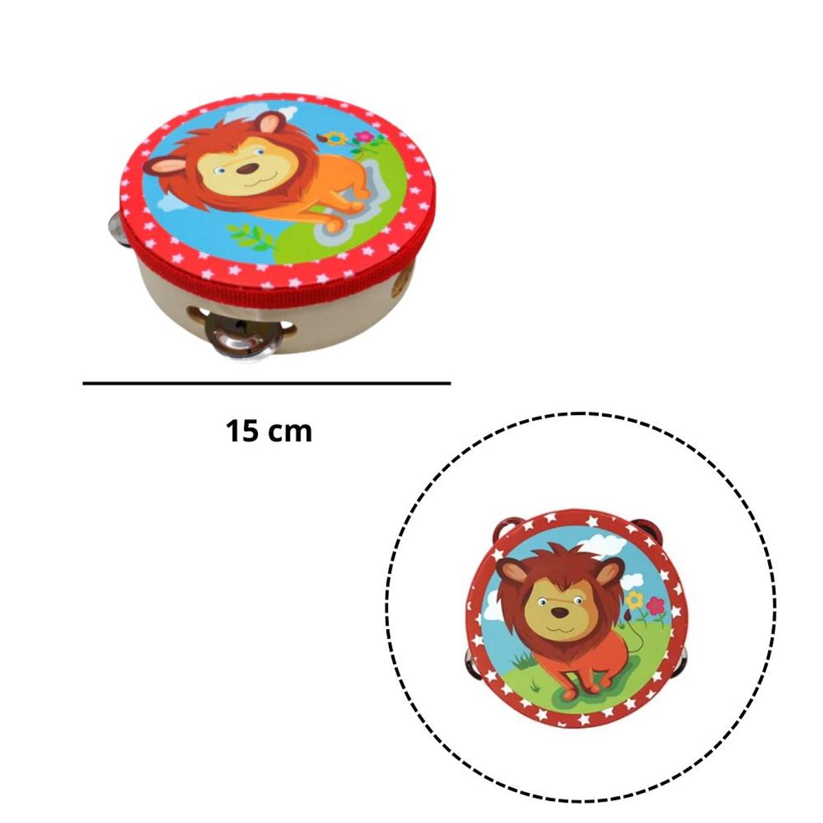 ARTIDIX - Pandero musical infantil color rojo de león PB-C8
