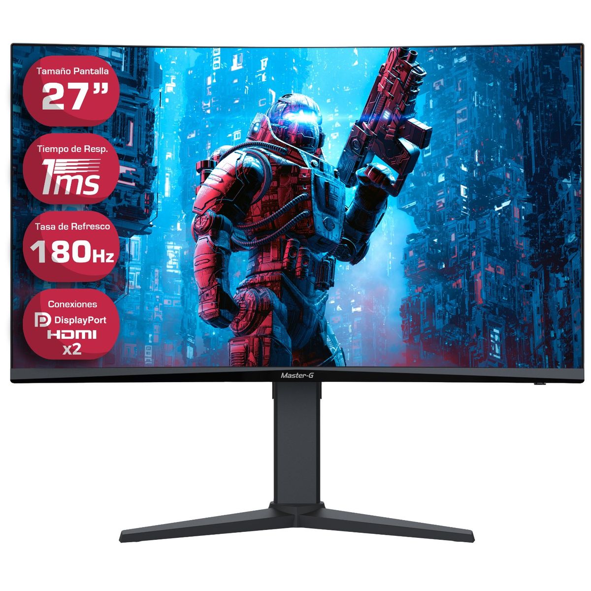 MASTER G - Monitor Gamer Curvo Led 27" Full HD 180Hz 1Ms MGMG2730C