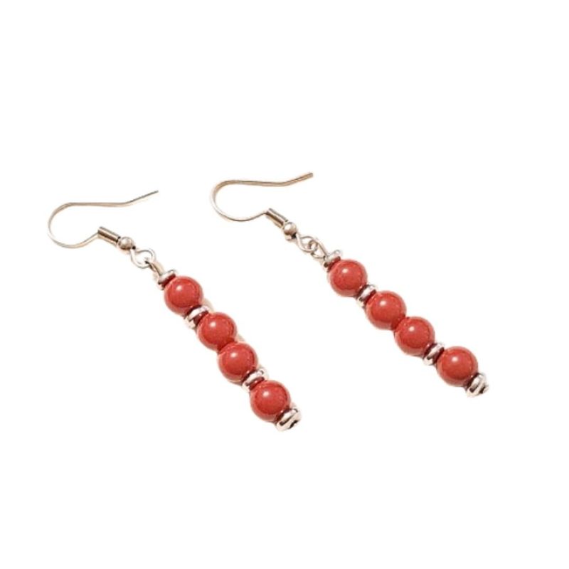 GENERICO - Aros en piedra natural de Coral Rojo
