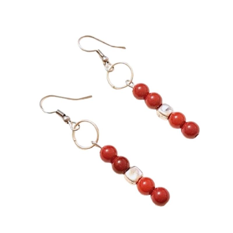GENERICO - Aros en piedra natural de Coral Rojo