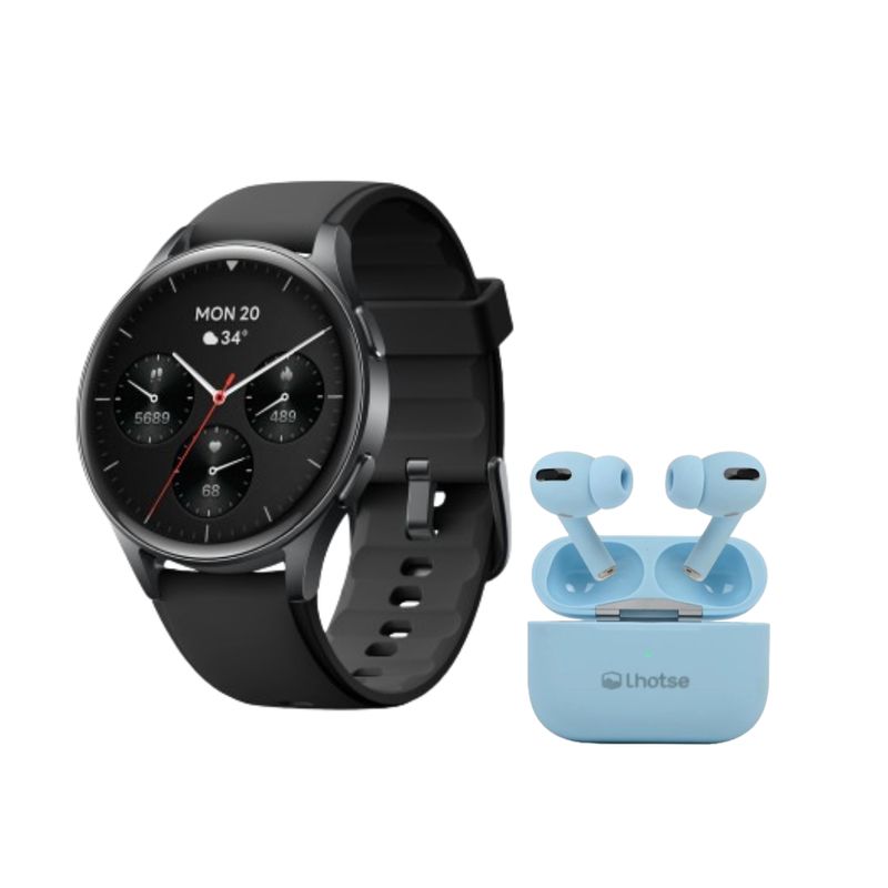LHOTSE - Pack Smartwatch Lhotse Vibe 05 Black + Audífonos Celeste