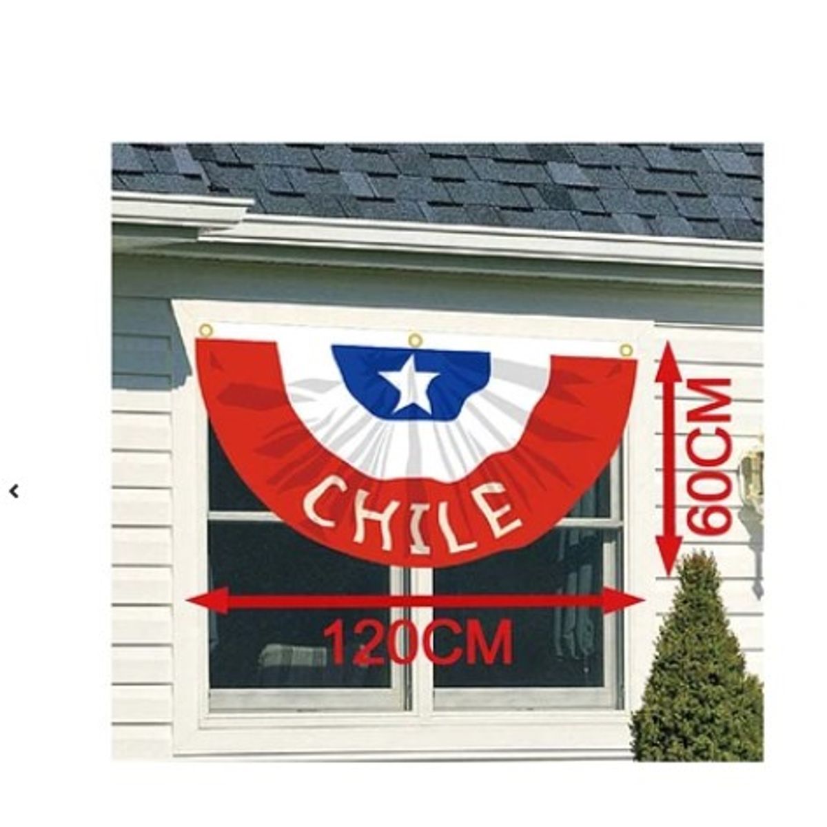 GENERICO - Bandera De Chile De Ventana 60x120Cm Fiestas Patrias