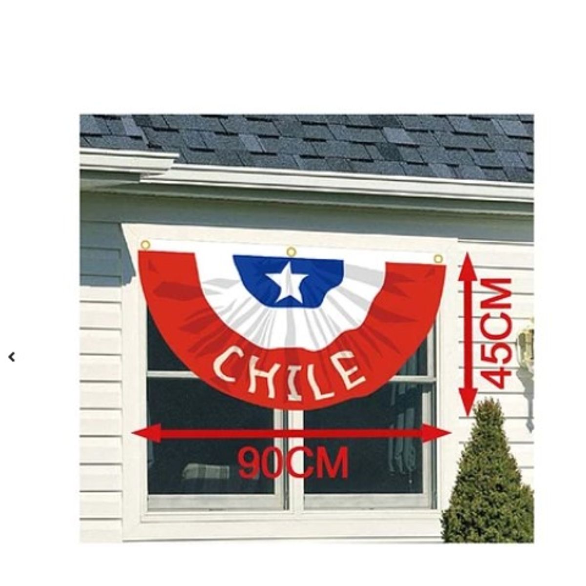 GENERICO - Bandera De Chile De Ventana 45x90Cm Fiestas Patrias