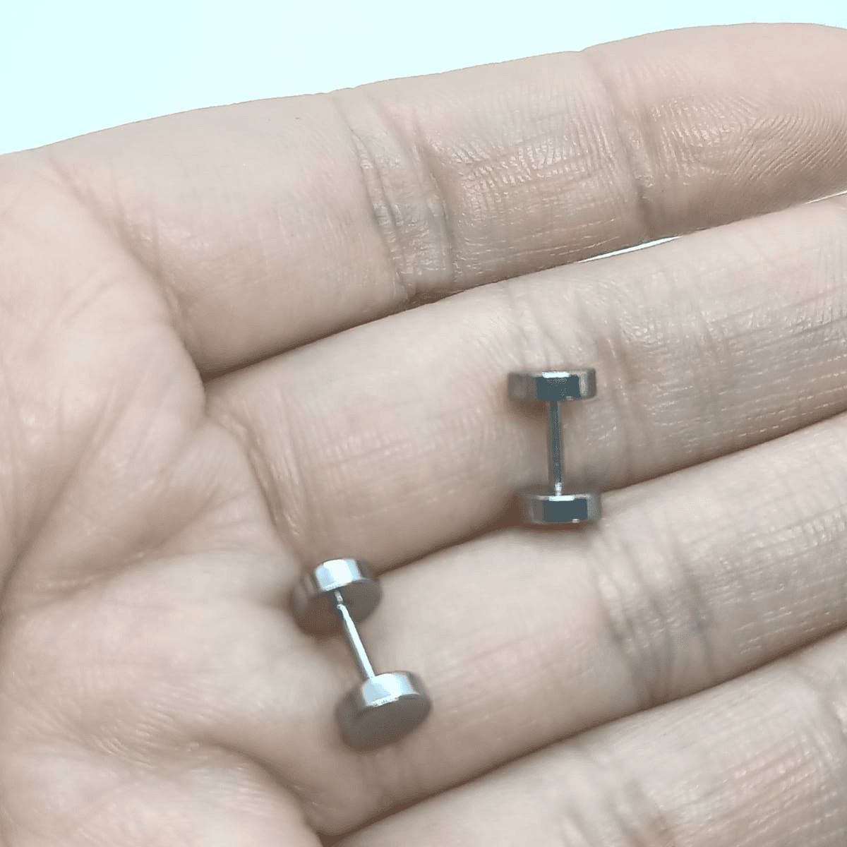 ELBAULDEJUMA - Aros Punk Acero Moda 6mm Juvenil Barbell Plateado