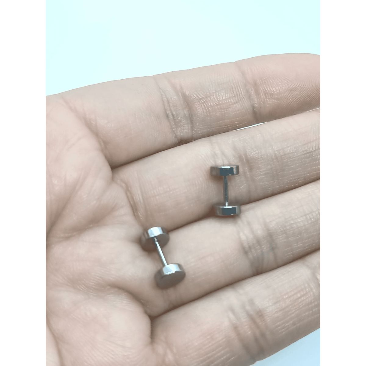 ELBAULDEJUMA - Aros Punk Acero Moda 6mm Juvenil Barbell Plateado