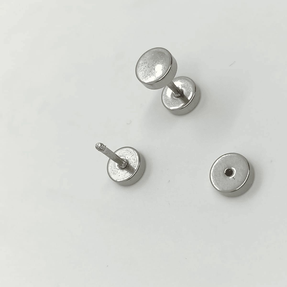 ELBAULDEJUMA - Aros Punk Acero Moda 6mm Juvenil Barbell Plateado