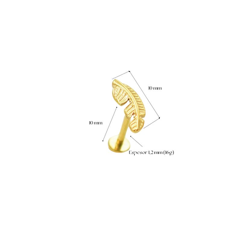 ELBAULDEJUMA - Piercing Labret Titanio Astm F136 G23 Hoja Chapada En Oro