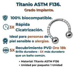 ELBAULDEJUMA - Piercing Septum 16g Titanio Astm F136 Aro Zirconia Punk