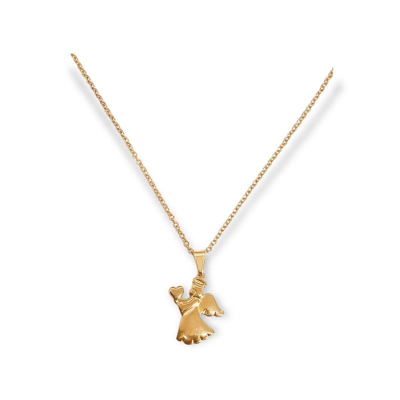 ELBAULDEJUMA - Colgante Angel Guardian Chapado En Oro Corazon Proteccion