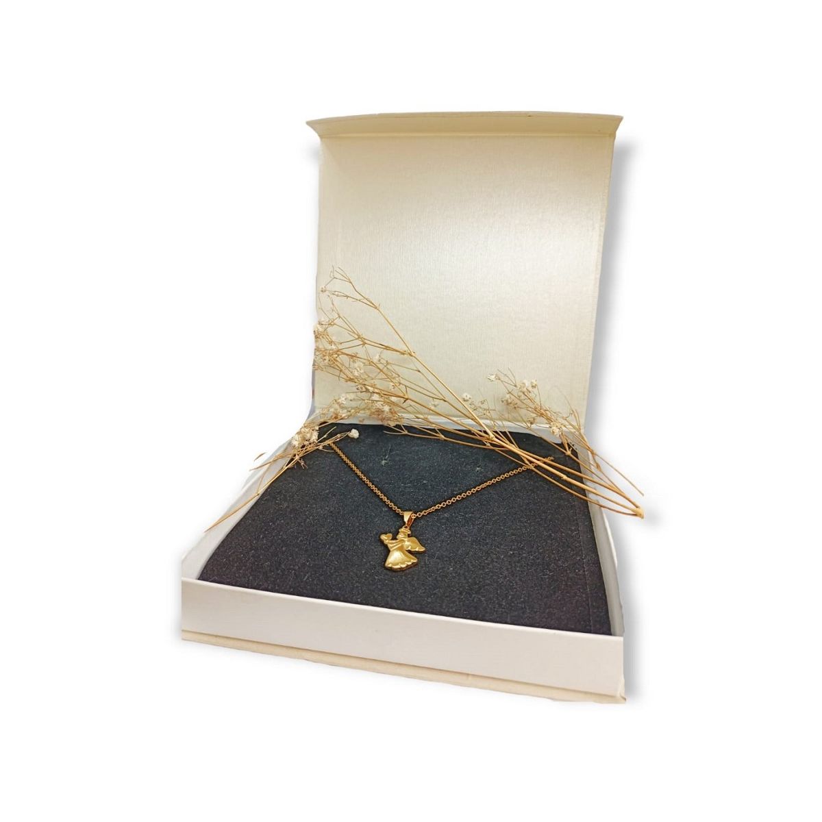 ELBAULDEJUMA - Colgante Angel Guardian Chapado En Oro Corazon Proteccion