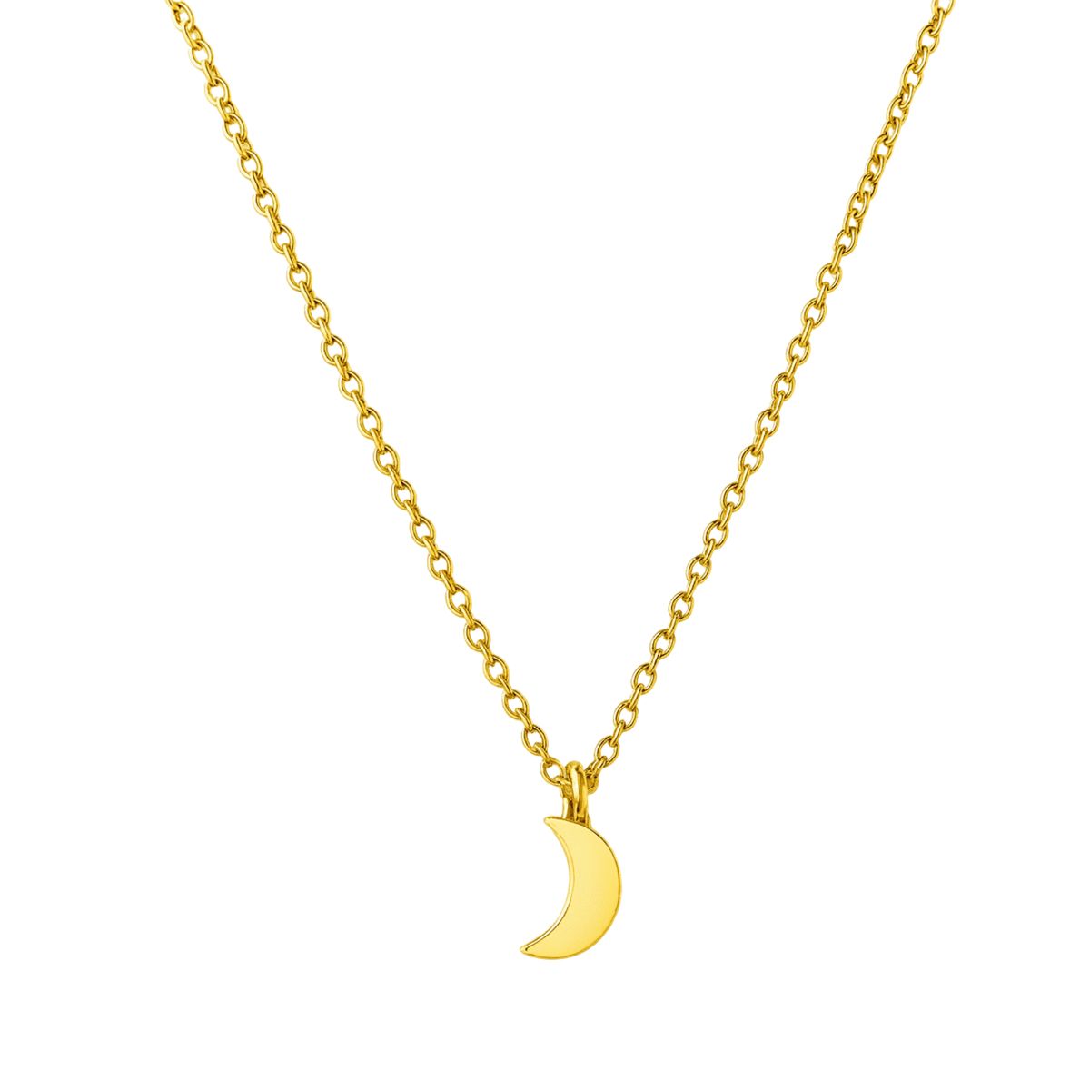 ELBAULDEJUMA - Cadena Colgante Luna Minimalista Chapada En Oro 18k