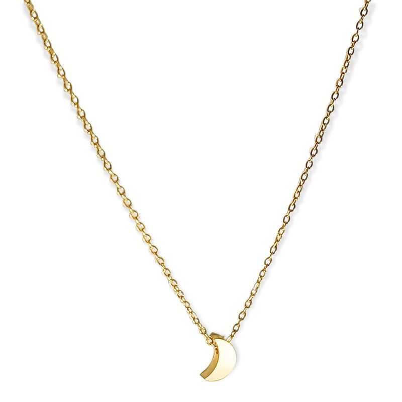 ELBAULDEJUMA - Cadena Colgante Luna Minimalista Chapada En Oro 18k