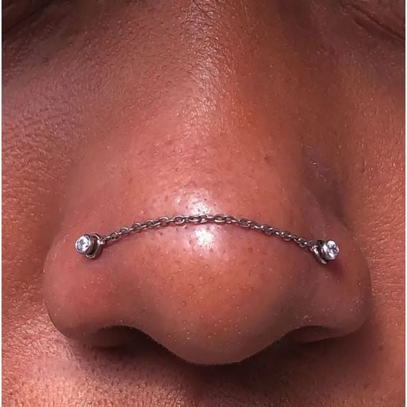 ELBAULDEJUMA - Cadena Piercing Nasal Conectora Doble F136 G23 Titanio