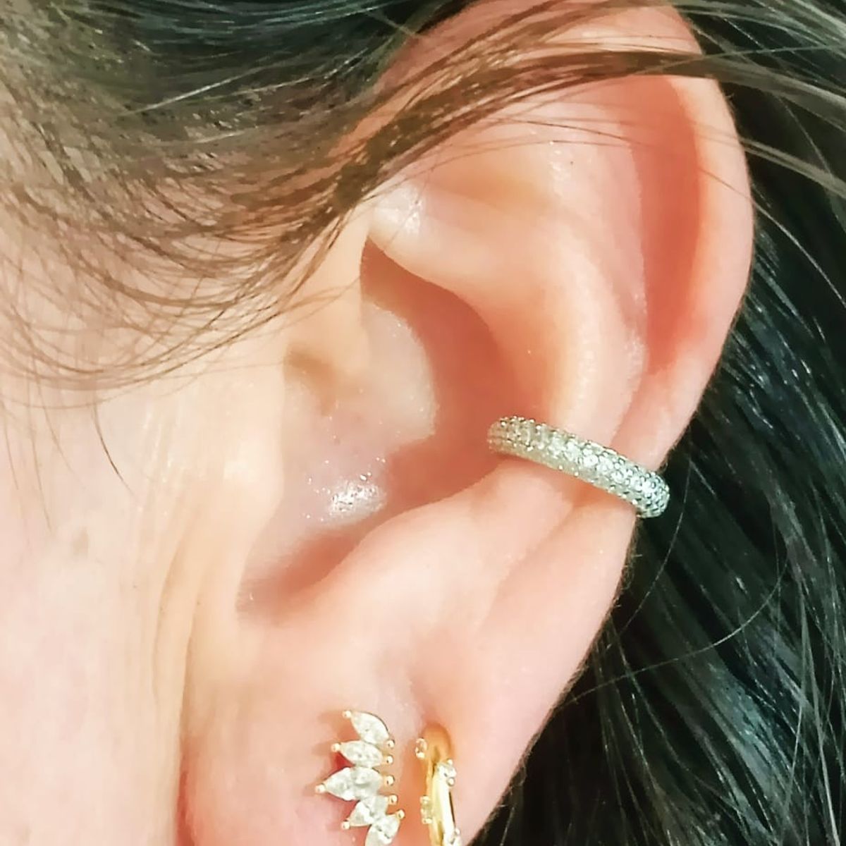 ELBAULDEJUMA - Aro Earcuff incrustaciones Pave Plata S925 Unidad