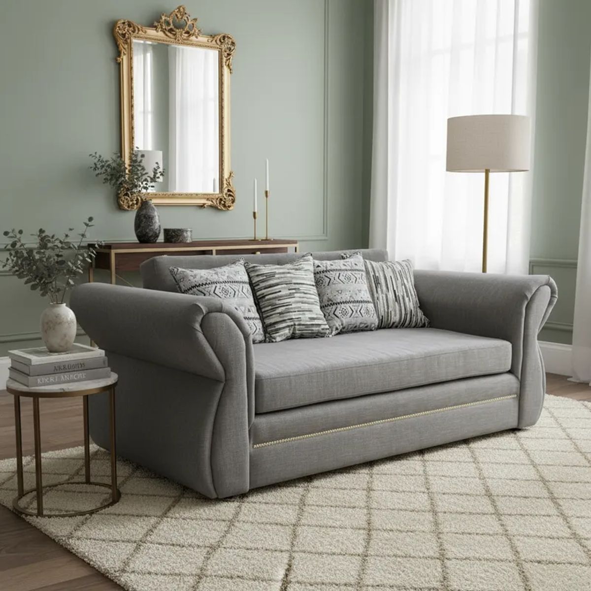 FLOBAL - Sofá 3 cuerpos Grecia - Perla Repelente a Líquidos