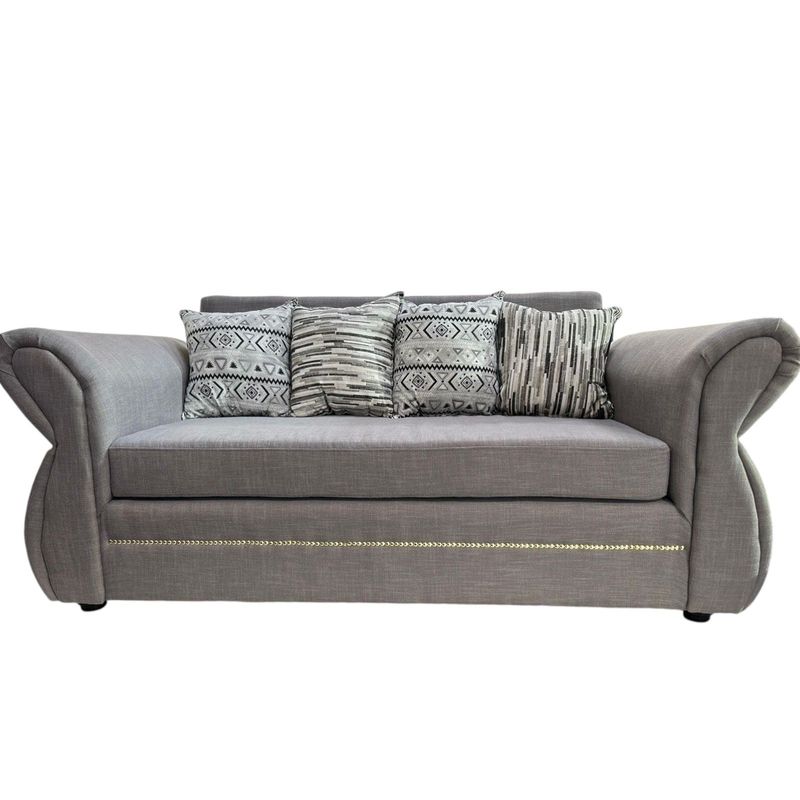 FLOBAL - Sillon Sofá Grecia 3 cuerpos Tela Gris Repelente a Líquidos Flobal