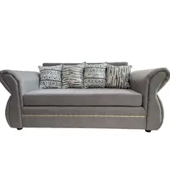 FLOBAL - Sillon Sofá Grecia 3 cuerpos Tela Gris Repelente a Líquidos