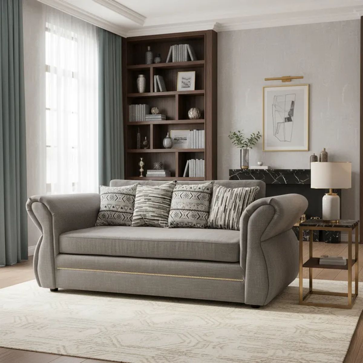 FLOBAL - Sofá 3 cuerpos Grecia - Perla Repelente a Líquidos