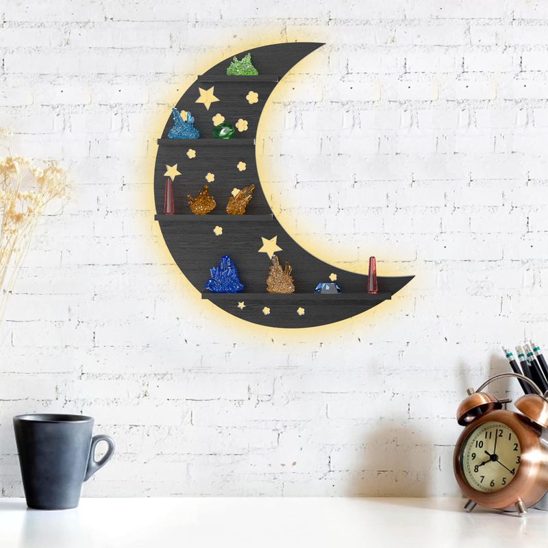 AIZO - AIZO Soporte Lunar con Cristal para Decoración Hogar Negro