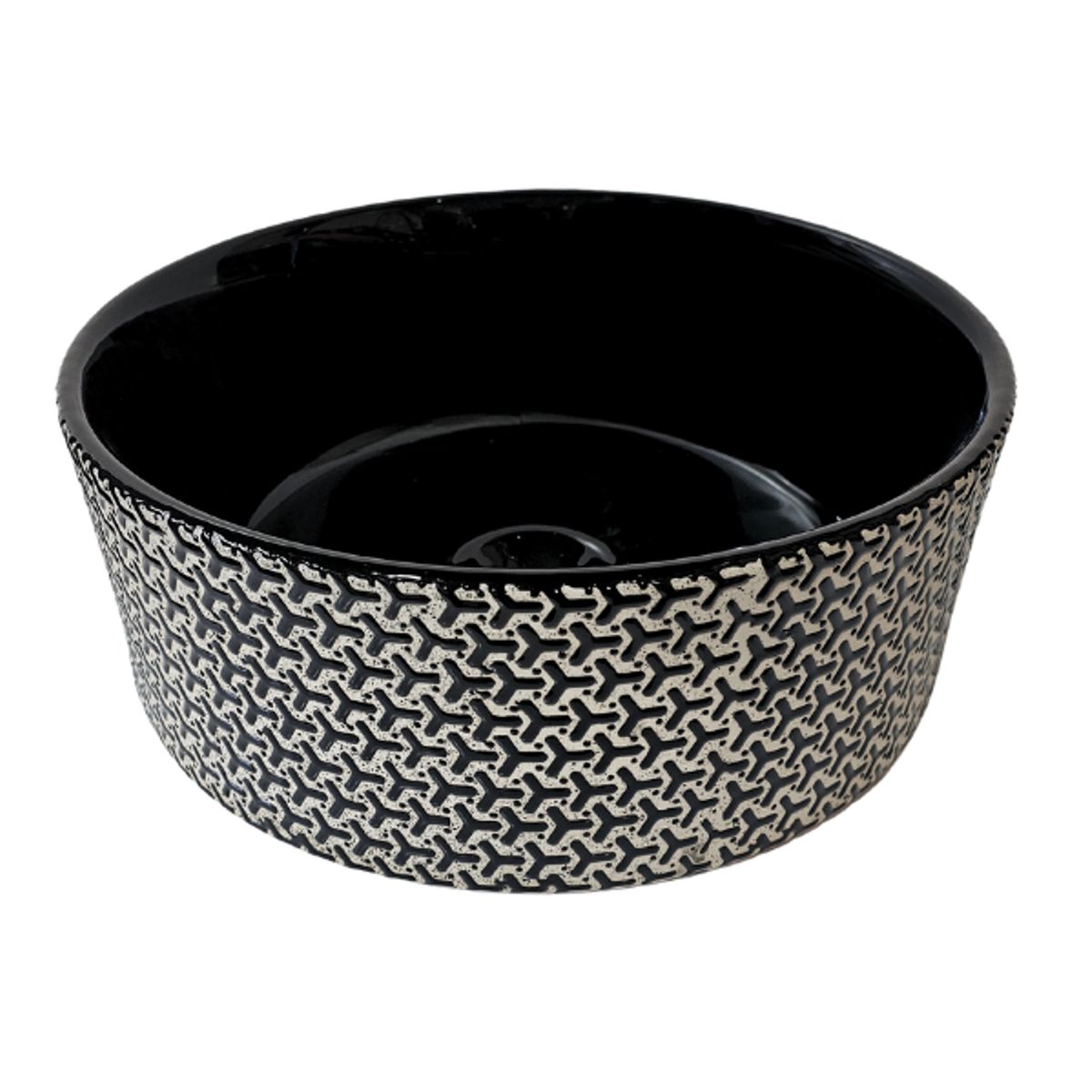 MODERN SPACE - Lavamanos Sobreponer 40x40 Cm Redondo Plateado Y Negro