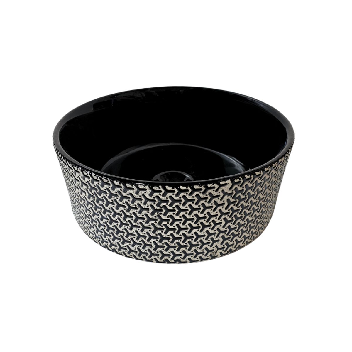 MODERN SPACE - Lavamanos Sobreponer 40x40 Cm Redondo Plateado Y Negro