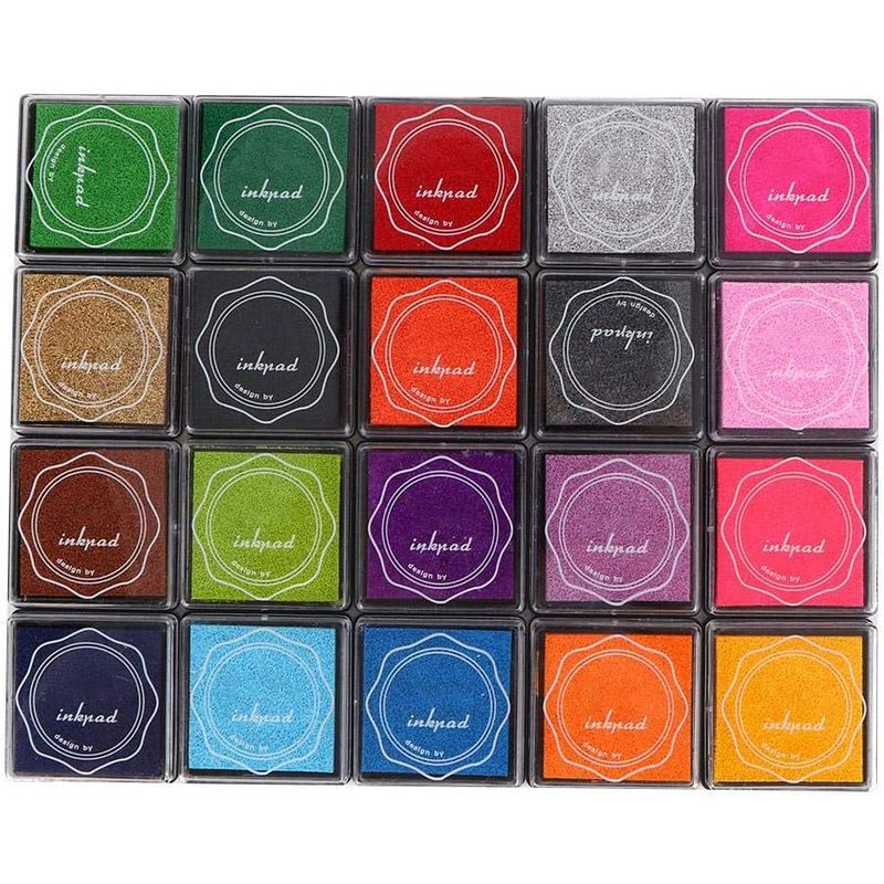 KUANGYE - Almohadilla De Tinta De 20 Colores Para Sellos, Papel, Pintu