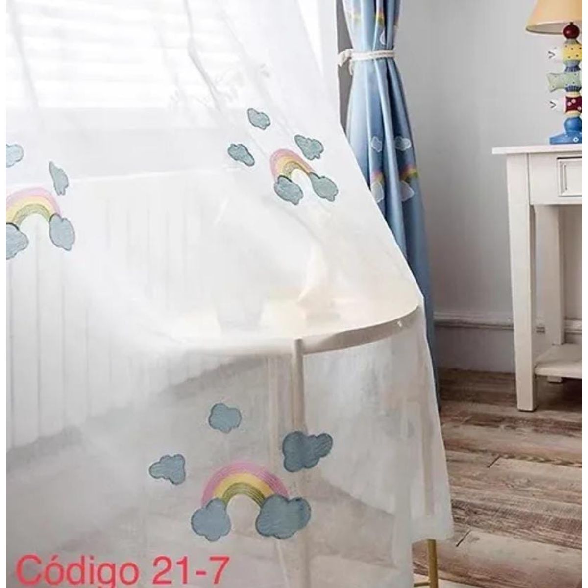 GENERICO - Visillo con diseño arcoíris bordado