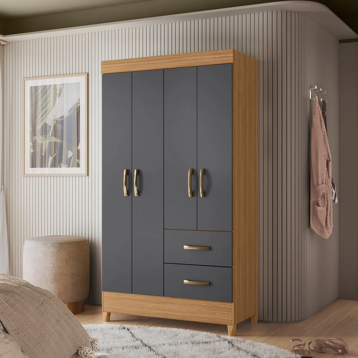 VEKKAHOME - COMBO CLOSET 4P+COMODA 4C GRAP (271037+276038