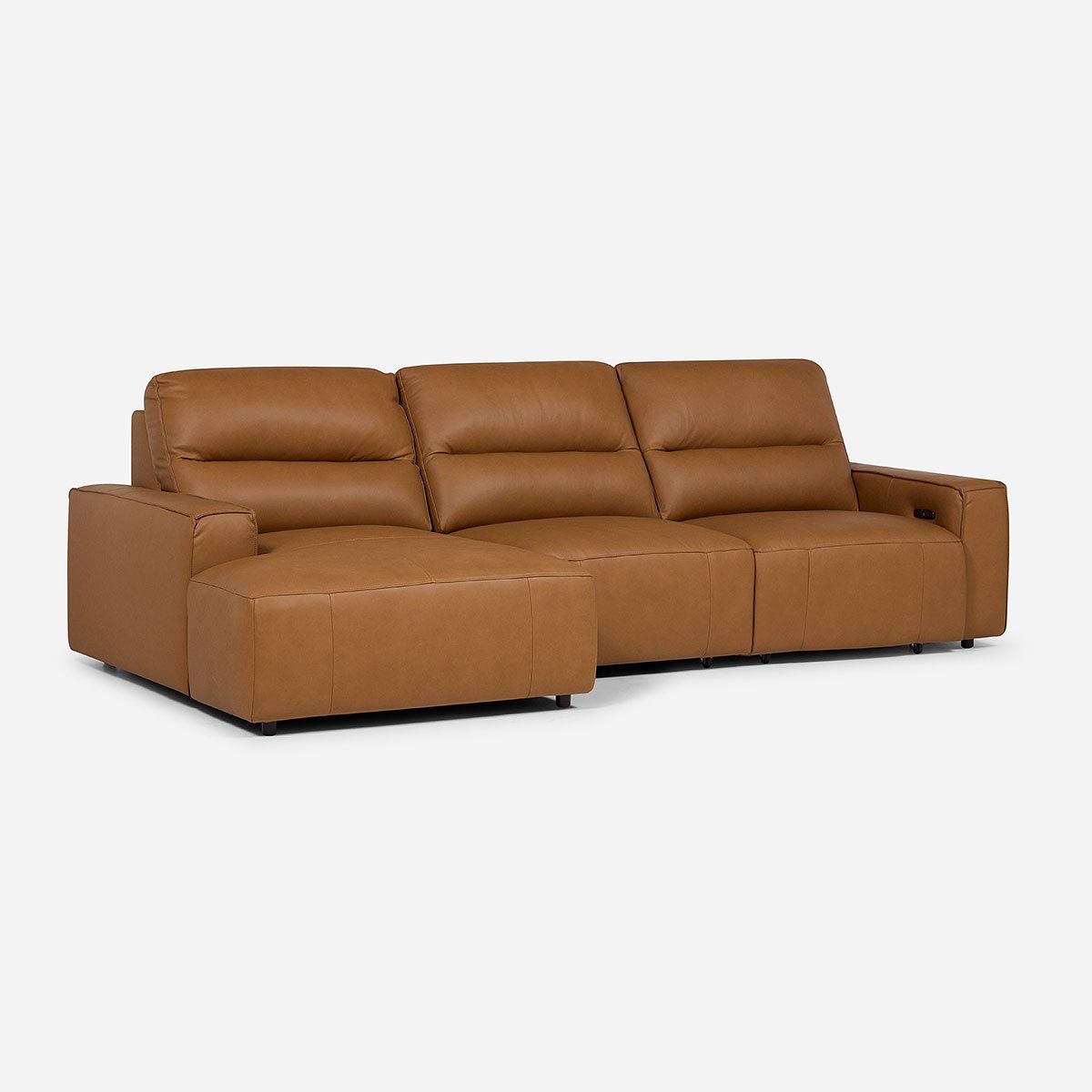 ROSEN - Sofá Seccional Reclinable Rosen Izquierdo Limber Cuero Camel