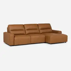 ROSEN - Sofá Seccional Reclinable Derecho Limber Cuero Camel