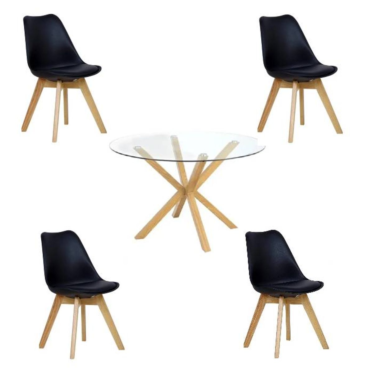 MOAD - Comedor Redondo 4 personas Cross Tulip Negro