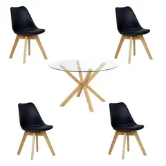 GENERICO - Comedor Redondo 4 personas Cross Tulip Negro