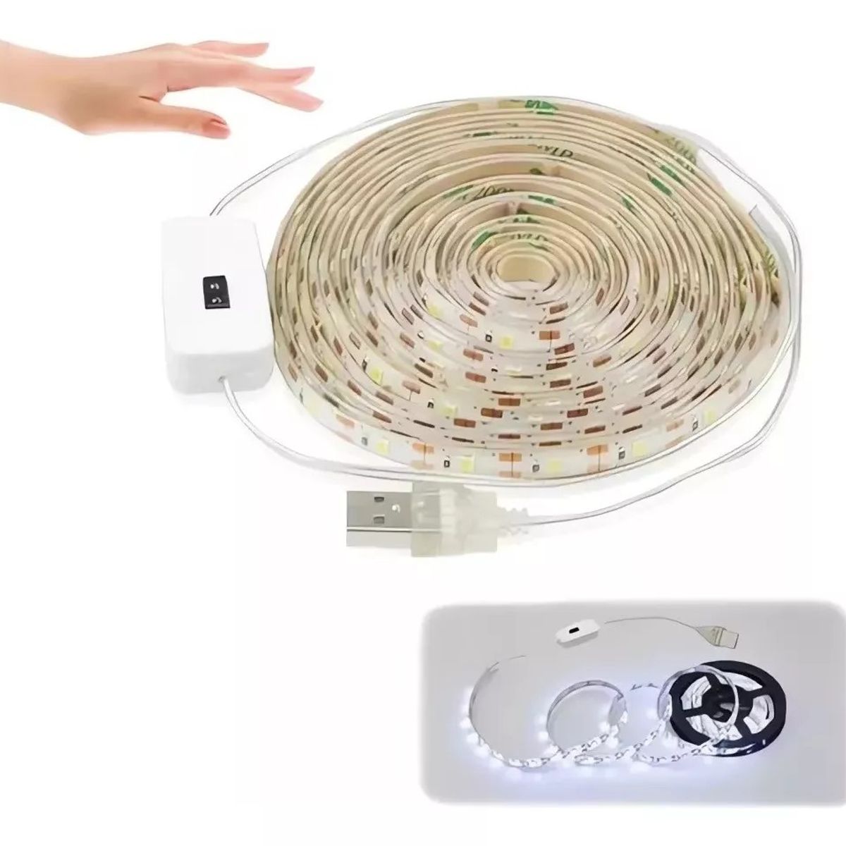 MUNDO MAGIA - Tira Luz Led Blanca Con Sensor Para Cocina Baño Armario 2mts