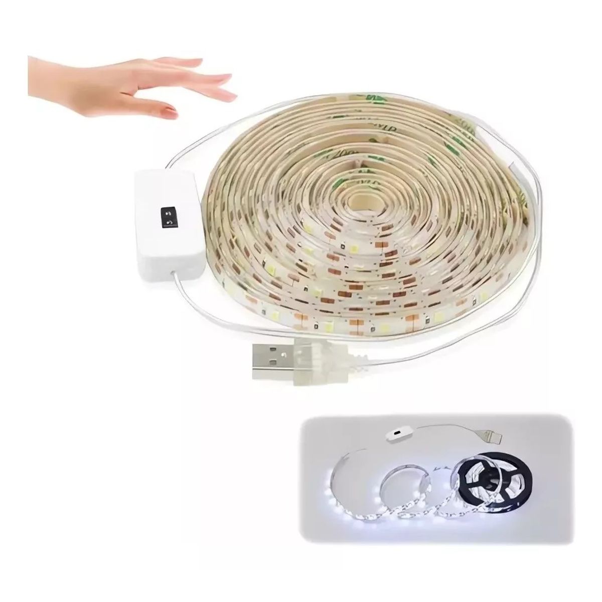 MUNDO MAGIA - Tira Luz Led Blanca Con Sensor Para Cocina Baño Armario 2mts