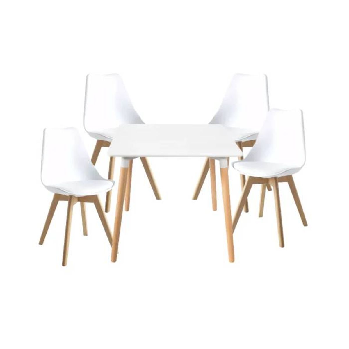GENERICO - Juego de Comedor Nórdico Blanco 4P Tulip blancas