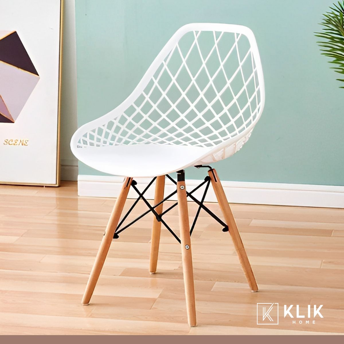 KLIK - Pack de 4 Sillas Eames Enrejada Mesh - Blanca