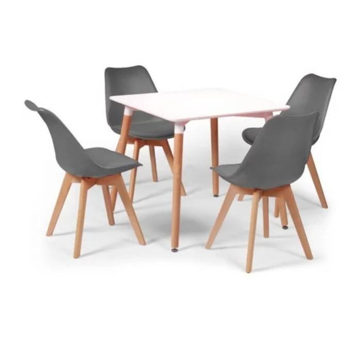 GENERICO - Juego de Comedor Nórdico Blanco 4P Tulip Grises
