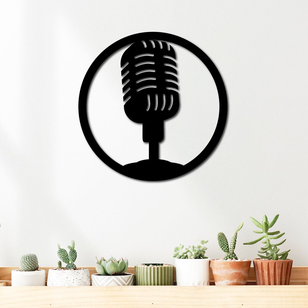 ELAB PROPIA - Cuadro Decorativo Micrófono 40cm - Madera Fun Republic