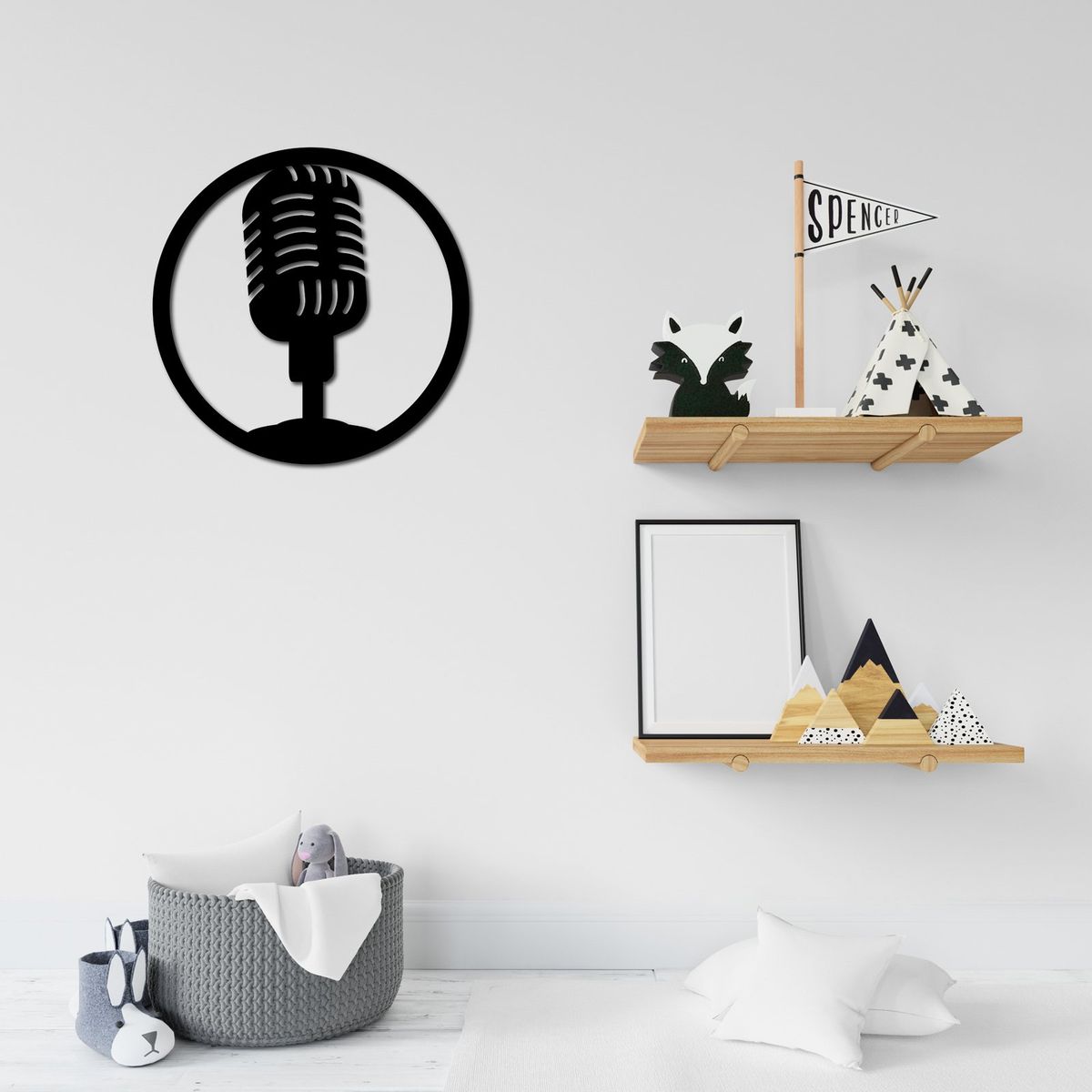 ELAB PROPIA - Cuadro Decorativo Micrófono 40cm - Madera Fun Republic