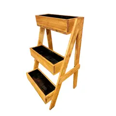 GENERICO - Jardinera o macetero en madera 3 niveles color Roble 96x50x55
