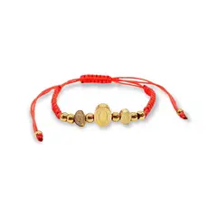 ELBAULDEJUMA - Pulsera Ajustable Medalla Virgen Guadalupe Chapado Oro Amor