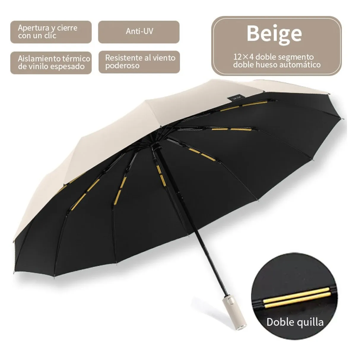 ATURE - Paraguas Plegable Automático Anti-vendaval Grande 12 huesos