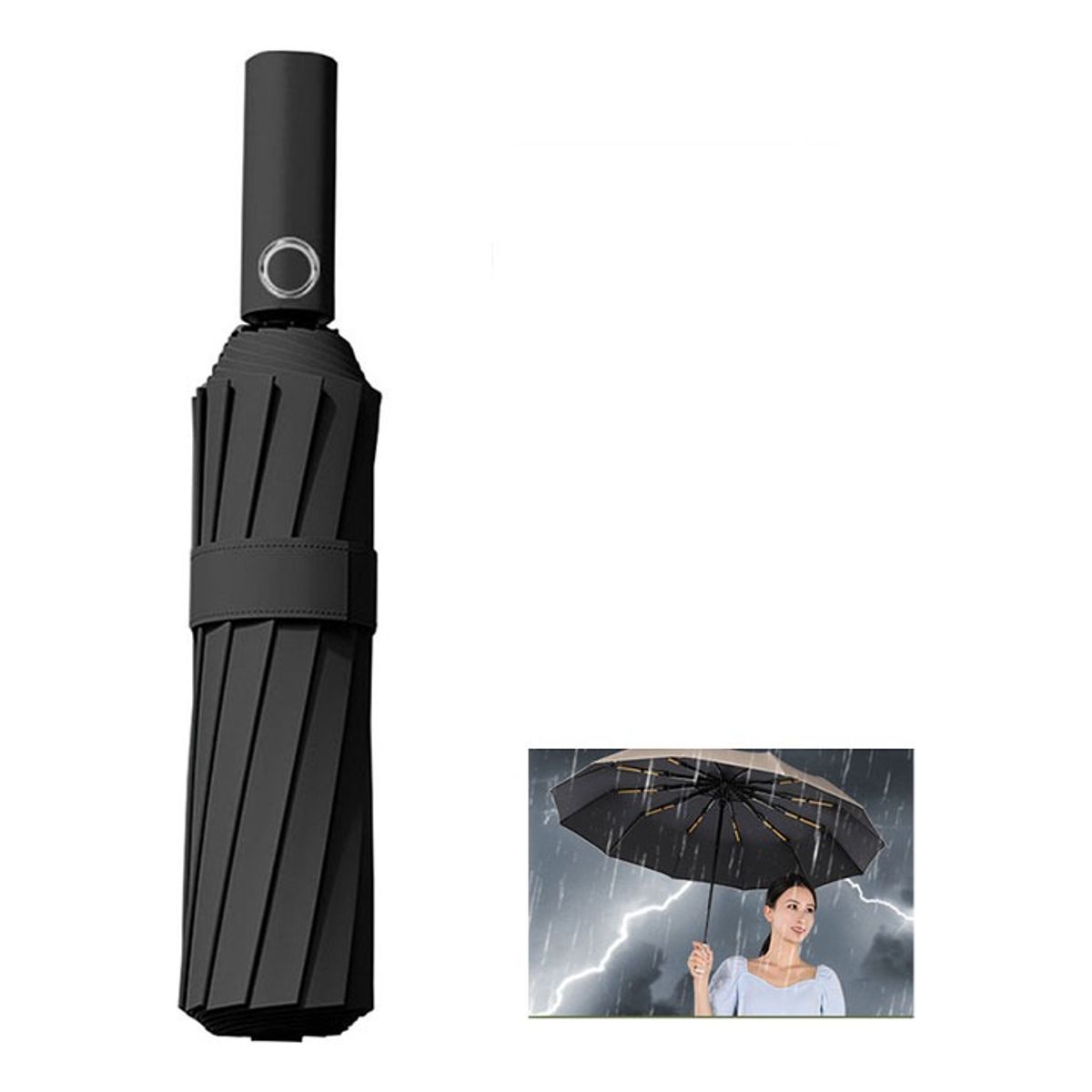 ATURE - Paraguas Plegable Automático Anti-vendaval Grande 12 huesos