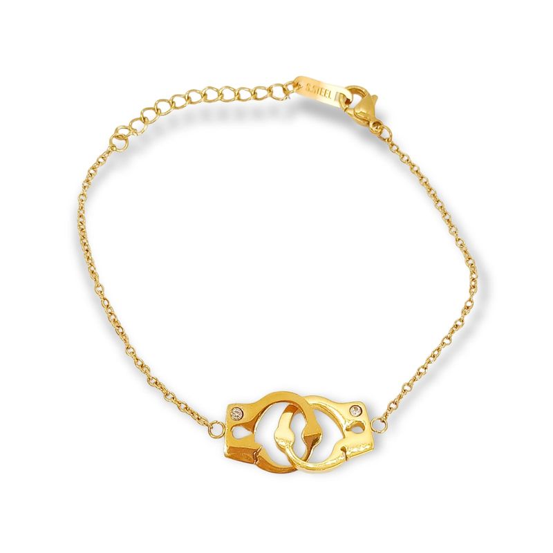 ELBAULDEJUMA - Pulsera de acero chapado en oro Esposas con Zirconias