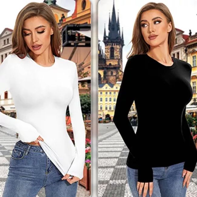 EVERSO - 6 Camisetas Bambú Mujer Con Polar COLOR SURTIDOS-