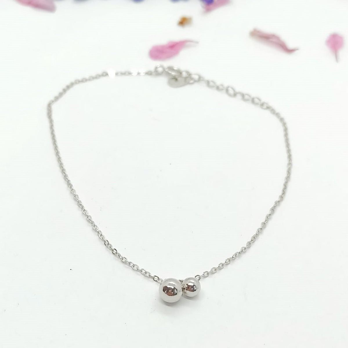 ELBAULDEJUMA - Pulsera Tobillera Plata 925 Pelotitas Cuentas Fresca Trendy