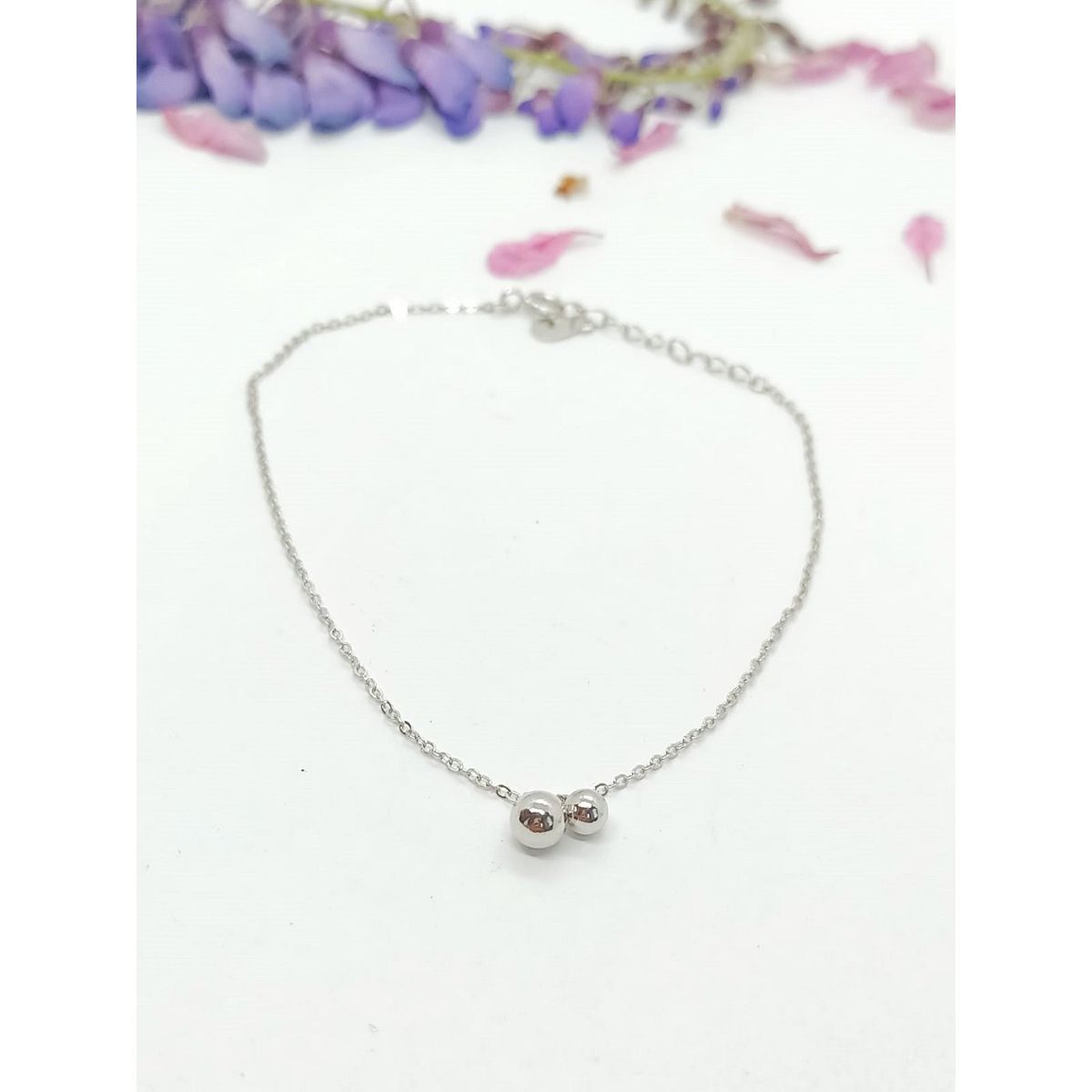 ELBAULDEJUMA - Pulsera Tobillera Plata 925 Pelotitas Cuentas Fresca Trendy