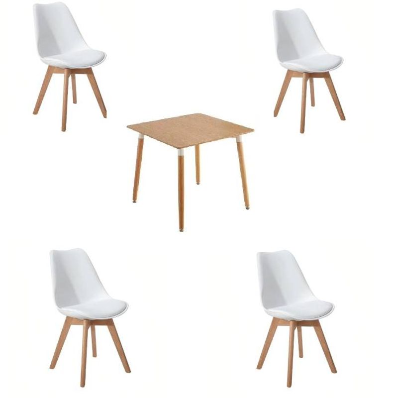 GENERICO - Juego de Comedor Nórdico Madera 4P Tulip blancas