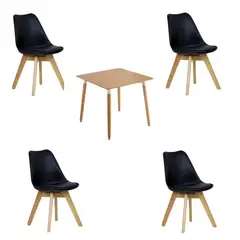 MOAD - Juego de Comedor Nórdico Madera 4P Tulip negras